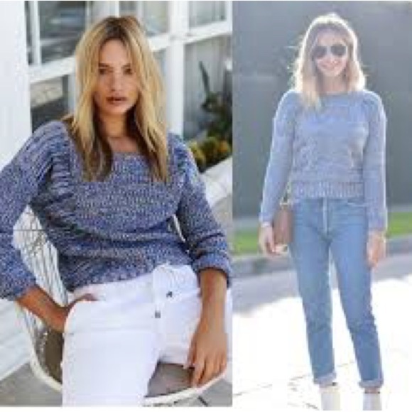 Rails Anthropologie Elsa Speckled Blue Confetti Pullover Crew Neck Sweater - Picture 2 of 7